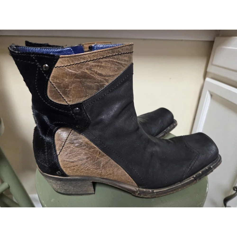 Mark Nason Rock Lives Mens Sz 9 Dragon Leather Side Zip Boots 2 Tone Italy RARE